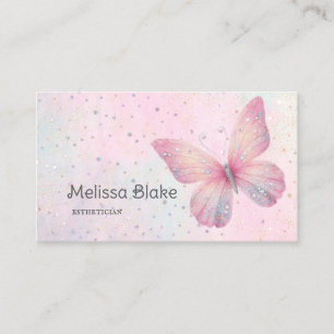 faux pastel glitter butterfly business card