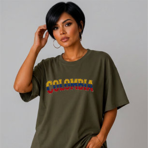 Faux Patchwork Colombia Country Pride Retro Tri-Blend Shirt