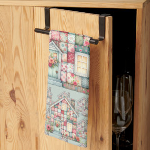 Faux Patchwork Cottagecore Floral House Apron Kitchen Towel