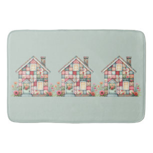Faux Patchwork Cottagecore Floral House Bath Mat