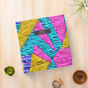 Faux Patchwork Quilt Boho Folk Art Inspired Binder