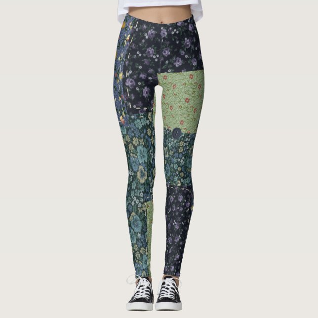 Faux Patchwork Quilt Leggings (Front)