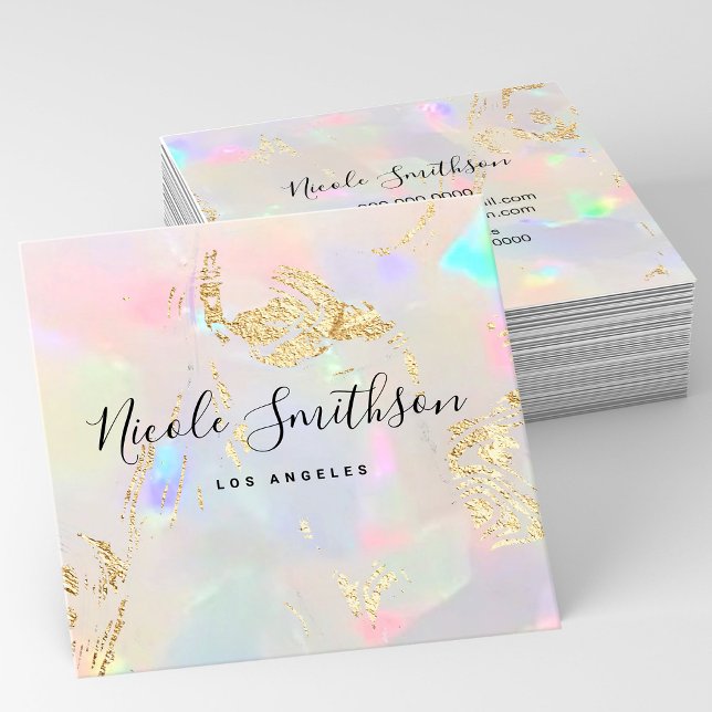 faux pearlescence and FAUX gold foil details Squar Square Business Card (Creator Uploaded)