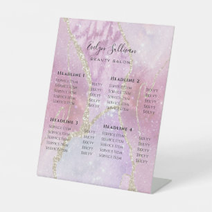 Faux Pearlescent Effect Beauty Salon Price List Pedestal Sign