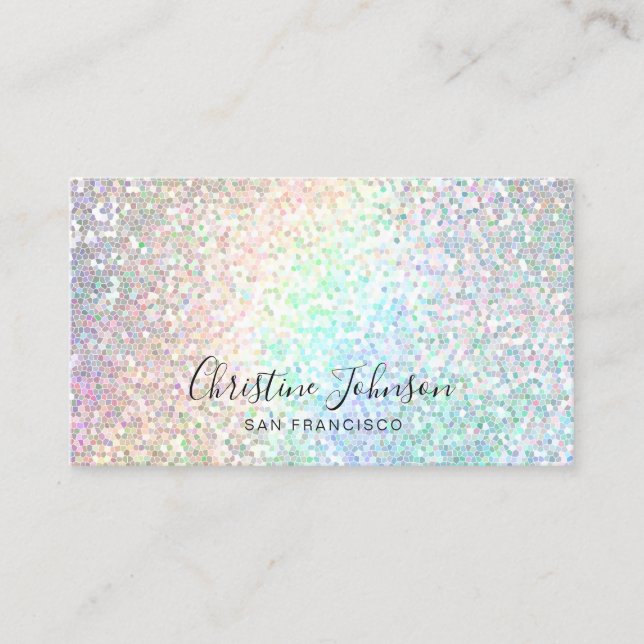 FAUX pearlescent rainbow sequin Business Card (Front)