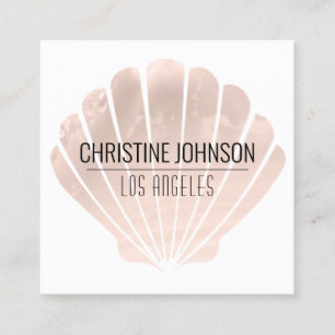 faux pearlescent seashell square business card
