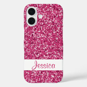 Faux Pin Glitter Pattern Look-like And Custom Name iPhone 16 Case