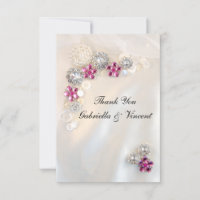 Faux Pink Diamond Pearl Buttons Mariage Merci