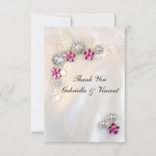 Faux Pink Diamond Pearl Buttons Mariage Merci