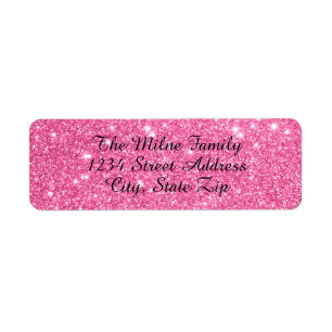 Faux Pink Glitter Address Labels