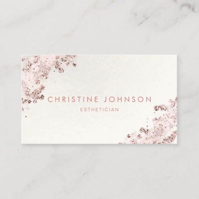 faux pink glitter and faux foil stripes business card (Front)