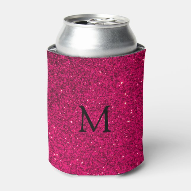 Faux Pink Glitter Can Cooler (Can Front)