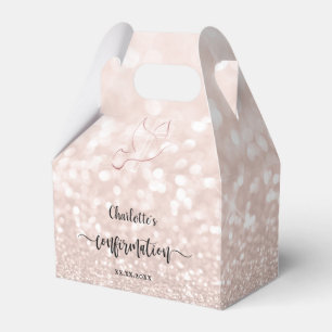 faux pink glitter Confirmation Favour Box