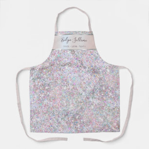 Faux pink glitter foil apron