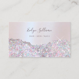 Faux pink glitter foil business card