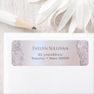 Faux Pink Glitter Foil Return Address Label