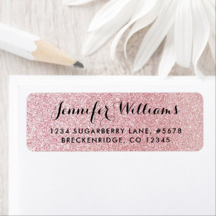 Faux Pink Glitter Look Return Address Label