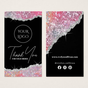 Faux pink glitter package insert