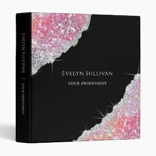 Faux pink glitter sequin binder