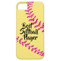 Faux Pink Glitter Softball Stitches