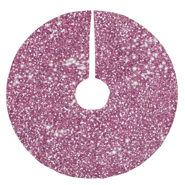 Faux Pink Glitter Texture Look-like Graphic Brushed Polyester Tree Skirt (Front)