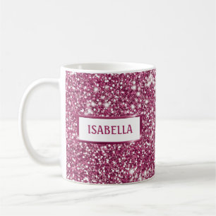 Faux Pink Glitter Texture Look With Custom Name Coffee Mug