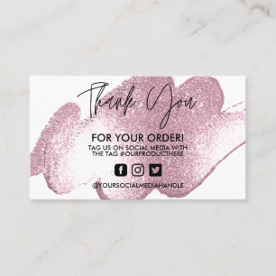 Faux Pink Glitter Thank You Trendy Salon Business Card
