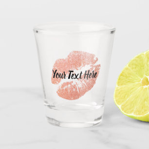 FAUX Pink Gold Kisses Shot Glass