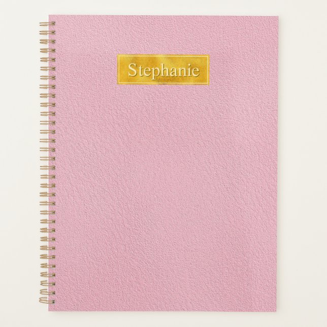 Faux Pink Leather Texture With Gold Foil Banner (Devant)