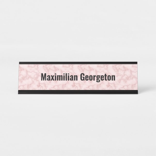 Faux Pink Marble for her Desk Name Plate (Front)