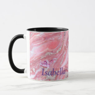 Faux Pink Marble Texture With Silver Glitter Mug