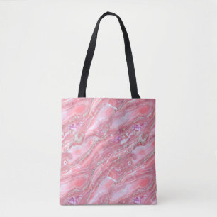 Faux Pink Marble Texture With Silver Glitter  Tote Bag