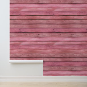 Faux Pink/Red Wood Planks/Shiplap Wallpaper