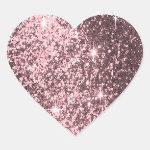 Faux Pink Rose Glitter Heart Sticker
