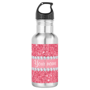 Faux Pink Sequins and Diamonds 532 Ml Water Bottle