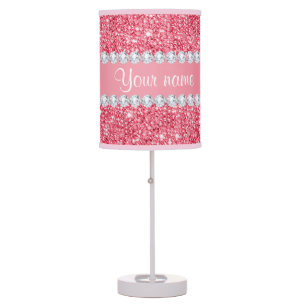Faux Pink Sequins and Diamonds Table Lamp