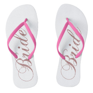 Faux Pink Sparkles Bride Flip Flops