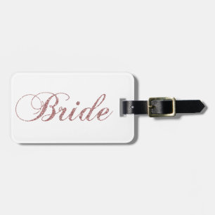 Faux Pink Sparkles Bride Luggage Tag