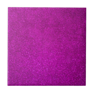 Faux pink sparkly glitter custom print square tile