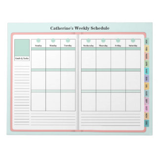 Faux Planner - Weekly Plans SUNDAY START Notepad