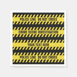 Faux Police Line custom text paper napkins