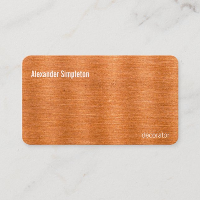 Faux Polished Copper Wavy Texture Professional Business Card (Front)