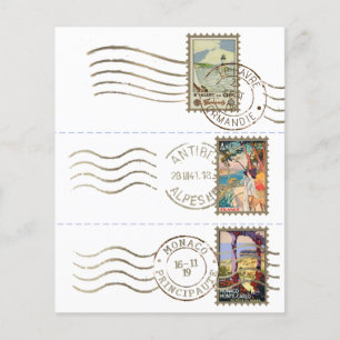 Faux Postage Stamp Postmark Ephemera for Journals