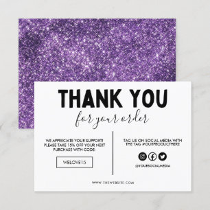 Faux Purple & Black Glitter Thank you Media Insert
