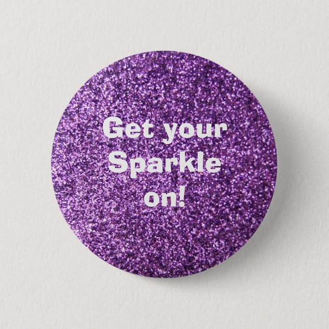 Faux Purple Glitter 2 Inch Round Button (Front)