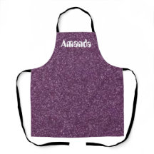 Faux Purple Glitter All-Over Print Female Apron