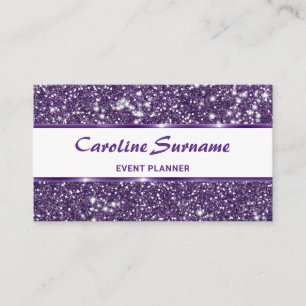 Faux Purple Glitter Glamourous Chic Event Planner Business Card