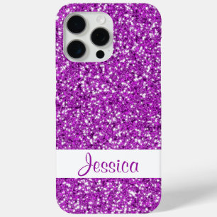 Faux Purple Glitter Look-like With Name iPhone 15 Pro Max Case