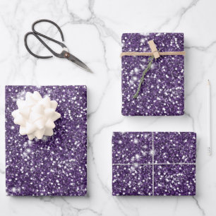 Faux Purple Glitter Texture Look - Printed Image - Wrapping Paper Sheet