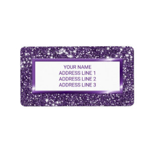 Faux Purple Glitter Texture Look With Custom Text Label